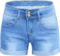 Women's Folded Hem Denim Shorts Mid Rise Strechy Cotton Short Jeans, Size 2-16, Blue 10 Light Blue