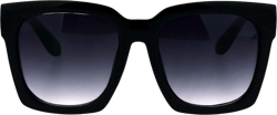 SUPER Oversized Square Sunglasses Womens Modern Hipster Fashion Shades Shiny Black (Gradient Lens) 55.5 Millimeters