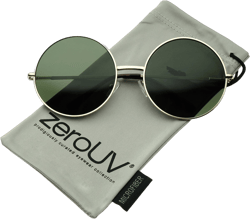zeroUV Unisex Super Large Oversize Slim Temple Round Sunglasses 61mm (Gold / Green) - 61mm