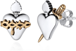 Nofade Silver Sterling Silver Stud Earrings for Women Hypoallergenic Dainty Sacred Heart Earrings Crown of Thorns Arrow Heart Mismatched Earring Studs Christian Jewelry For Women Men