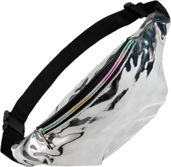 Holographic Rave Fanny Pack – Packs for Festival Women, Men – Cute Fashion Waste Bag Belt Bag (Metallic Silver)