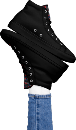 Women’s high top canvas shoes Black/Triangles Tongue