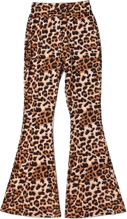 SHSEMO Soft high Waist Flared Pants, Women's Wide Leg Pants, Leopard Snakeskin Print high Waist Printed Flared Pants One Size-Small Khaki Leopard Print