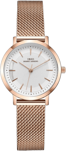 IBSO BOERNI AIBISINO Women Stainless Steel Band Watches Ladies Quartz Wristwatches Waterproof Mesh Bracelet Watch Relogio Feminino (3638 Rose Gold)