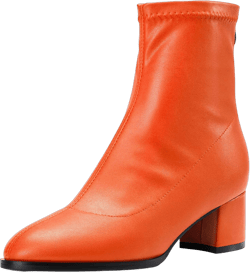 Aachcol Women Ankle Boots Short Bootie Close Round Toe Chunky Block Mid Heel Matte Zipper Shopping 2 Inch 12.5 Orange C