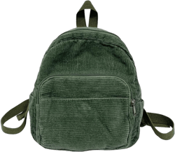 Corduroy Backpack, Small Simple Backpack Y2K Aesthetic Backpack Casual Daypack Backpacks for Women (Green)