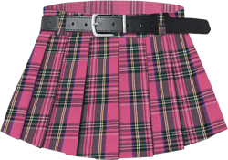 SANGTREE Women's Belted A-Line Stretchy Club Y2k Mini Pleated Skirt with Belt Large Rose Red Plaid