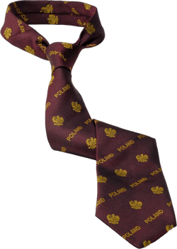 Polart | Dresser Essential Mens Ties for Party & Business Casual, Silk Maroon Tie with 'Poland' Prints and White Eagle, Stylish Necktie Gift for Men's Casual Fashion, Weddings, and Special Occasions