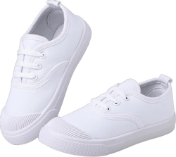 Boy's Girl's Toddlers Canvas Sneakers Slip-On Lightweight Kids White Sneakers Casual Skin-Friendly Walking Running Shoes(Toddle/Little Kids/Big Kids) 2.5 Big Kid White(lace Up)