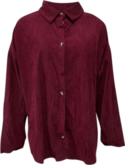 Women's Corduroy Shirt Long Sleeve Button Down Shacket Jacket Casual Oversized Top Trendy Versatile Fall Coats 2024 Wine X-Large