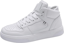 King Ma Women's Fashion Strap High Top Sneaker Casual Sport Shoes 6 Wide White