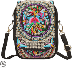 Luxtrada Crossbody Cell Phone Bag, Women Embroidered Cellphone Purse Wallet, Vintage Handmade Mini Crossbody Bag Cellphone Pouch Small Handbag Coin Purse with Adjustable Strap