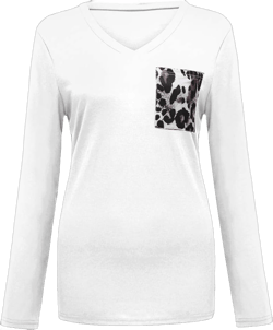 WUAI-Women Long Sleeve T Shirts Casual Relaxed Fit Comfy V-Neck Loose Fit Tunic Top Blouse White Medium