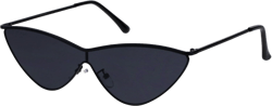 Womens Futuristic Shield Cat Eye Metal Rim Retro Sunglasses