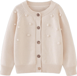 Baby Boys Girls Button-Down Cardigan Toddler Unisex Baby Long Sleeve Cotton Knit Sweater 1 to 5t Kid Beige 5-6 Years