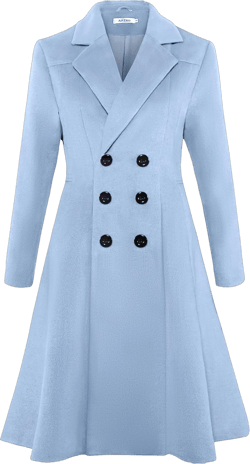 APTRO Women's Winter Long Wool Dress Coat Double Breasted Vintage Coat WS02 Light Blue M
