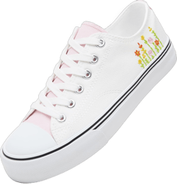 ZGR Womens Low Top Canvas Shoes,Lace up Canvas Sneakers,Casual White Tennis Walking Shoes 9 White Flower