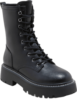 Women&#39;s Logan Wide Width Lug Combat Boots with Memory Foam Insole - Wild Fable&#8482; Black 9.5W