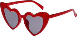Heart Shaped Sunglasses for Women, Vintage Cat Eye Mod Style Women's Fashion Oversized Heart Eyeglasses Cute Love Eyewear Red