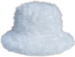 Fluffy Warm Russian Faux Fur Hat, Faux Fur Trimmed Winter Hat for Women, Fluffy Fuzzy Bucket Hat Snow Cap for Women, Fluffy Fisherman Hat Warm Plush Cap for Women Winter Bucket Hat One Size White