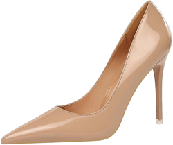 Women 4 Inches Heels Pump Stiletto High-Heeled Pointed Toe Shoes Wedding Party Dress 8 B Nude