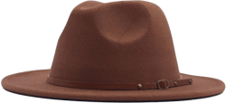 Panama Wide Fedora Hat Floppy Belt Classic Hat Wool Buckle Womens Baseball Caps Hat Sports Breathable Mens Hat Brown One Size