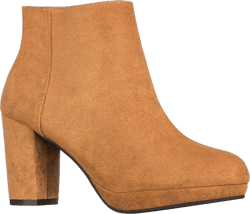 ILLUDE Women’s Ankle Bootie Side Zip Comfortable Block Heel Chunky Platform Ankle Boots 6.5 Tan Suede