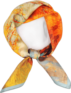 MEISEE 100% Pure Mulberry Silk Scarf 27"'x27(in) Square Scarf Head Scarf Neck scarf Headscarf for Women with Gift Packed Yellow Oil Painting