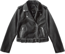 S P Y M Womens Worn Effect Faux Leather Jacket, Faded Moto Biker Coat with Belt X-Small 12/Grey