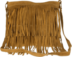 Girly HandBags Womens Suede Fringe Shoulder Bag Crossbody Slouch W 32, H 29, D 4 cm (W 13, H 12, D 2 in) Tan