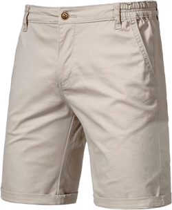 Oymyakon Men's Stretch Chino Short Slim Fit 10" Inseam Flat Front Shorts Summer Cotton Casual Shorts with Pocket 36 Khaki