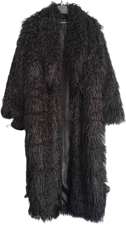 Women's Fluffy Faux Fur Long Overcoat Winter Spring Warm Outwear Parka Coat Small Black