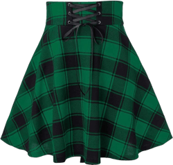Women's Gothic Punk Skirts Casual Fashion Plaid Pleated Bandage High Waisted A-line Flowy Short Mini Skirt X-Large Deals _Green