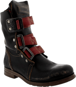 Womens Fly London Stif Leather Pull On Military Biker Buckle Ankle Boots 11 Black