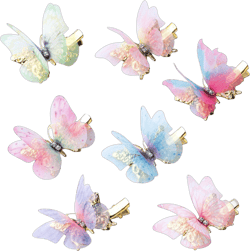 14 PCS Butterfly Hair Clips Claw Colorful Little Net Yarn Butterfly Hair Clip Gold Metal Cute Hair Clips Headwear Gift for Girls Women