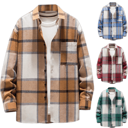 Feancey Men Big anf Tall Flannel Jackets Long Sleeve Cotton Plaid Shirt Jacket Casual Lightweight Shacket Jacket with Pockets,Daily Deals Clearance,Blue,M