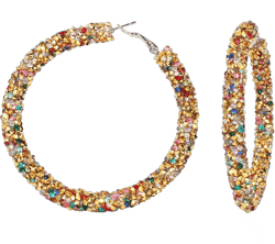 Gold Hoop Earrings for Women 14k Plated Hypoallergenic Open Circle Chunky Hoops Jewelry Girls Statement Hoops Large Thick Glitter Sparkle Earring Big Thin Lightweight Stainless Steel Golden Loop Earring