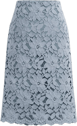 ebossy Women's Elegant Floral Lace Knee Length Pencil Skirt X-Large Light Blue