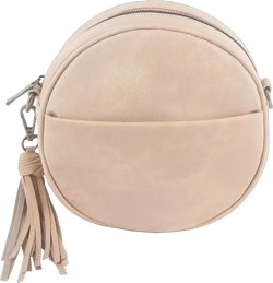 Le Miel Mini Round Tassel Charm Vegan Leather Crossbody Shoulder Sling Bag for Women Lsd190(blush)