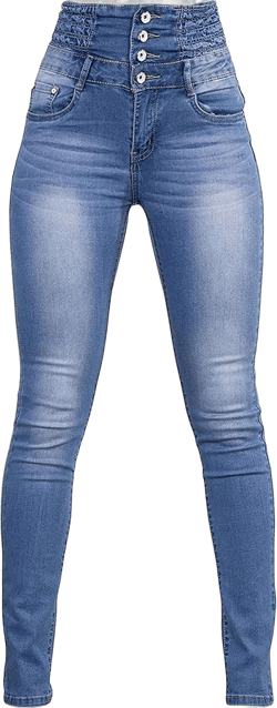 Andongnywell Women's high-Rise Slim-fit Stretch Plus Size Jeans High Waisted Sexy Skinny Denim Pants Trousers Small Light Blue E