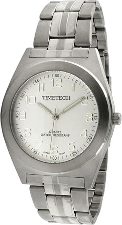 TIMETECH Men's Silver Dial Stainless Steel Bracelet Watch