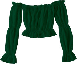 LYANER Women's Off Shoulder Ruffle Trim Puff Long Sleeve Tube Crop Blouse Shirt Top X-Large Dark Green