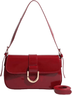 Shoulder Bag for Women, Small Shoulder Purse with 2 Straps, Casual Crossbody Bag Vintage Leather Handbags with Zipper Red