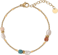 Women's Gold Beaded Bracelet 18 Gold Plated Delicate Square Crystal Pendant Bracelet Colored Crystal Bracelet Handmade Gemstone Beaded Bracelet Birthstone Bracelet gemstone pearl 3