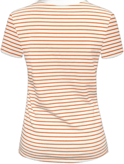 LilyCoco Women's Short Sleeve Striped Shirt Tops Crewneck T-Shirt Basic Tees Large Orange, Nautical Stripe