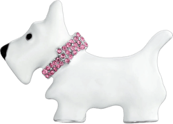 Bling Jewelry Womens Large Statement White Pink Westie Scottie Terri Dog Animal Brooch Pin