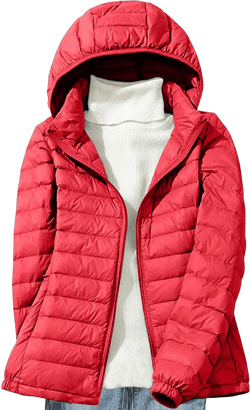 Women's Warm Winter Coats Insulated Lightweight Cropped Puffer Coats Packable Solid Hooded Zipper Down Jackets Medium Red