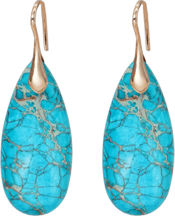 Natural Stone Earrings Waterdrop Stone Dangle Earrings for Women Turquoise Stone Gold