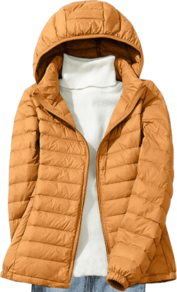 Women's Packable Puffer Jackets Lightweight Short Winter Warm Down Zip Casual Solid Coats with Detachable Hood Large Yellow