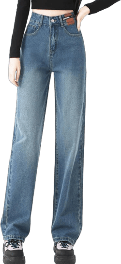Plus Size XS-XL Wide Leg Women's Jeans High Waist Straight Loose Long Pants Female Blue Color Denim Pants Rework Spring Summer